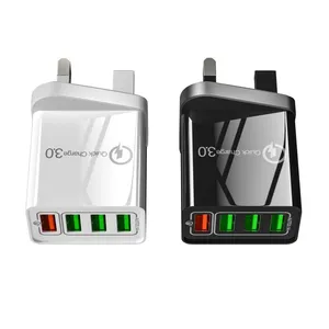 Universal Wall Portable QC3.0 4 USB Travel Charger Adapter UK Plug Mobile Phone Charger for IPhone XS Max X 8 for IPad Tablet thumbnail-4