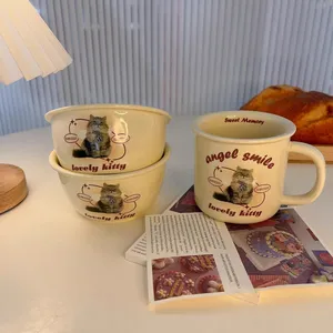 Cute Cat is Milk Yellow Ceramic Milk Cup thumbnail-1