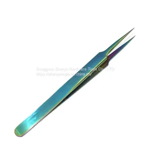 Eyelash Grafting Tweezers Special Colorful Eyelash Beautifying Tools High Precision Color Flowering Clip Straight Elbow Tweezers No. 14 Tweezers thumbnail-2