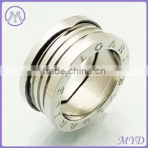 Fashion Jewelry Mens CZ Zircon Crystal Stainless Steel Jewelry Finger Ring thumbnail-4