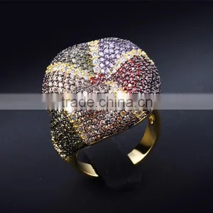 New Colorful Cubic Zirconia Pave Setting CZ Party Jewelry Trend Gold Thick Snake Ring thumbnail-3