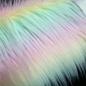 Rainbow Faux Fur Fabrics Long Pile Fabrics Fake Fur Artificial Fur Plush Fabrics thumbnail-5