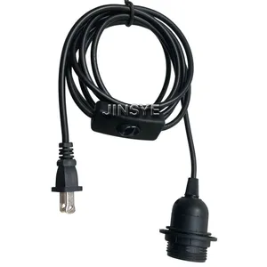 US UL Listed Power Lamp Cords Power Cables With Plug On Off Switch Lamp Holder SVT Plastic Copper Cable thumbnail-1