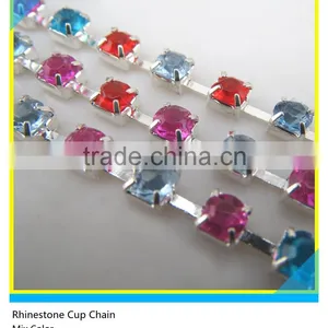 Rhinestone Chain Trimming Sew on Gold Rhinestone Cup Chain thumbnail-4
