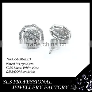 2015 Fashion New Designs Push/screw Back Earring and Round Zirconia Prong Earring for Men's Charming thumbnail-2