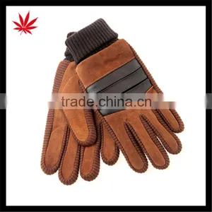 2016 Hot Selling Womens Warm Suede Gloves With Knitted Wrist thumbnail-1