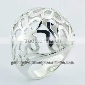 Open Daisies Ajoure 925 Sterling Silver Flower Designer Ring thumbnail-1