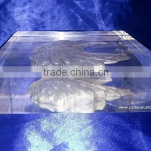 3D Laser Carving Eagle's Heart Acrylic Art Block Display Animal Style Thick Paperweight thumbnail-5