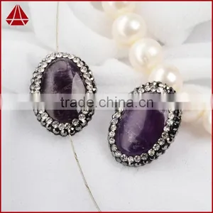 Wholesale Natural Raw Uraguay Amethyst Beads Boho CZ Jewelry, Black Rosary Druzy Amethyst Beads With Zircon Pave Cap thumbnail-5