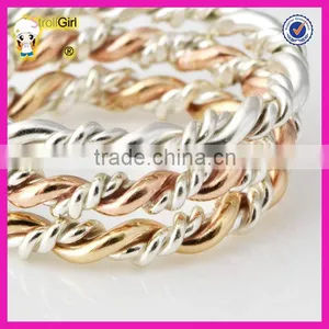 Fashion Jewelry Gold Stacked Rings Wholesale Sterling Silver and Rose Gold Twist Ring thumbnail-2