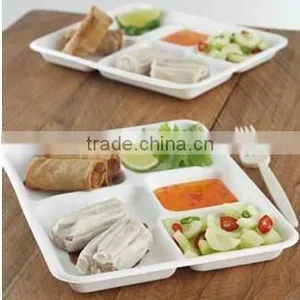 Disposable Biodegradable 5-compartment Ovenable Paper Food Tray thumbnail-1