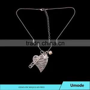 Latest Design Single Pearl Heart Pendant Necklace for Female thumbnail-2