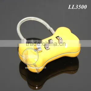 Cute Dog Bone Shaped Travel Luggage Three Codes Lock Suitcase Password Combination Lock Steel Wire Cipher Metal Digital Padlock thumbnail-2