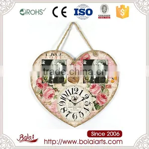 Reasonable Price Love Shape Roses Photo Frame Mdf Mdf Wall Clock thumbnail-1
