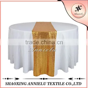100%Polyester Rectangular Traditional Sequin Embroidery Organza Banquet Table Runner thumbnail-1