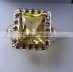 Silver Ring With Citrine and Garnet thumbnail-1