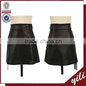 2016 Newest Design Short Black Mature Woman Leather Skirt thumbnail-1