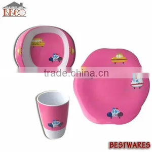 Wholesale Anti Broken Pink Kids Melamine Dinner Dish Set for Children thumbnail-1
