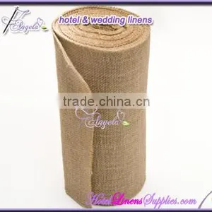 80cm Width Natural Burlap Table Runners Rolls for Wedding Events, With Surged Edge thumbnail-1