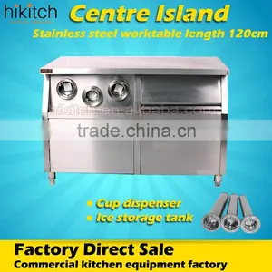 Restaurant Kitchen 1.2 Meters Worktable Centre Island With 3 Cup Dispensers thumbnail-1