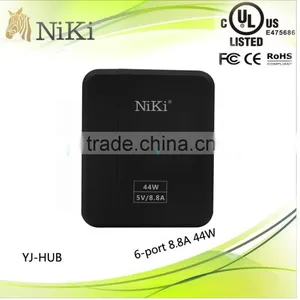 DC 5V 8.8A Portable 6 Port Usb Hub Charger for Mobile Phone,iPhone,tablets thumbnail-1