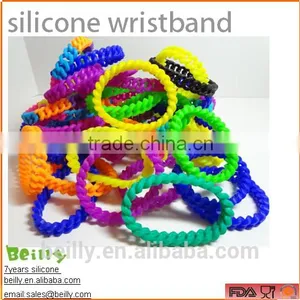 Custom Debossed Embossed Silk Print Ink-filled Colourful Silicone Wristbadn Bracelet thumbnail-4