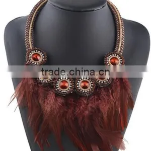 Factory Handmade New Fashion Design Real Feather Necklace for Women thumbnail-4