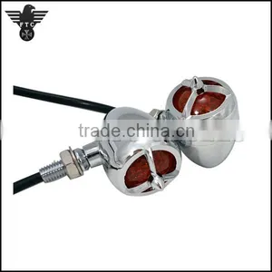 Chrome Tribar Vintage Aftermarket Motorcycle Turn Signals for Harley Sportster thumbnail-2