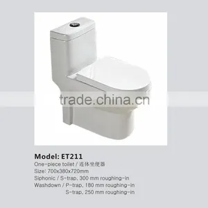 Floor Mounted White Glazed Ceramic One Piece Water Closet ET211 thumbnail-1