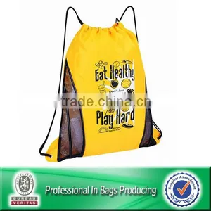 Lead-free 100% Recycled 210D Polyester Cinch Bag With Mesh Pockets thumbnail-3