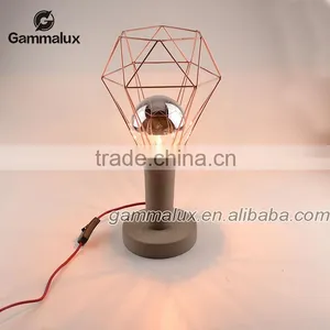 E27 Vintage Concrete Table Lamp Concrete Desk Lamp With Copper Cage Lampshade Quality Choice thumbnail-2