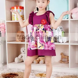 Latest Fashion Baby One Piece Cotton Frocks Designs Kids Summer Printed Girl Dress thumbnail-4