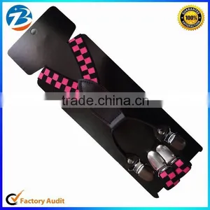 New Fashion Elastic Checker Design Kids Suspenders 4 Clips thumbnail-2