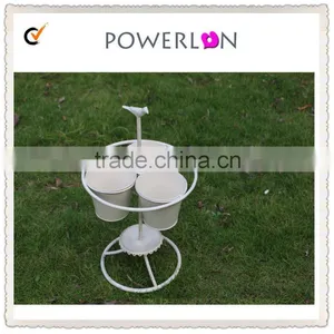 Set of 3 White Design Metal Planter Pots /Flower Planter Pot thumbnail-1