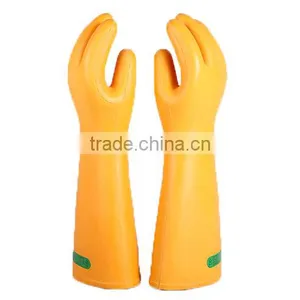 Yellow Color Anti Electrical 35kv High Voltage Insulating Long Rubber Gloves thumbnail-6