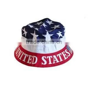 Fishing Summer Custom Made High Quality America Flag Bucket Hats With String thumbnail-1