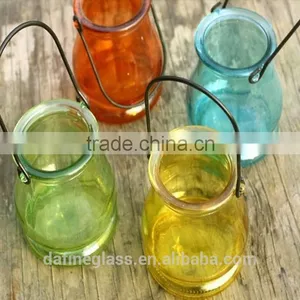 Glass Vase Bottle for Plant With Metal Handle Candle Hydroponic/Home Decoration thumbnail-2