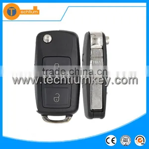 2 Button Flip Car Key Blank Shell With Logo Can Not be Separted Remote Key Cover House Case for VW Passat b5 Bora Jetta Tiguan thumbnail-1