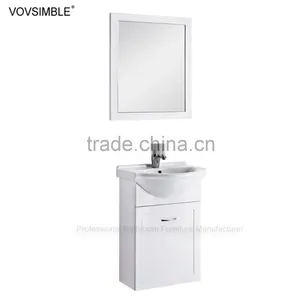MDF Wall-hanging Bath Cabinet With Circular Mirror and Side Cabinet thumbnail-2