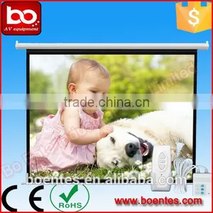 100 Inch Motorized Wall Mounted Matte White Projection Screen With 1:1 4:3 16:9 Ratio for Office Equipment thumbnail-1