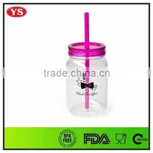 25 oz Single Wall Plastic Acrylic Jars With Straw and Lid thumbnail-3