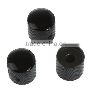 3PCS Metal Dome Knobs Knurled Barrel for Electric Guitar Parts Black thumbnail-1