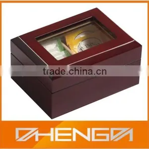 Hot!!! Customized China Unique Shape Wine Red Lacquer Wooden Tea Box (ZDW13-025) thumbnail-1