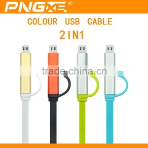 2016 Hot Selling Noddle Flat Usb Cable With 2in1 Usb Data Cable for Iphone and for Samsung 8 Pin Usb Cable thumbnail-1