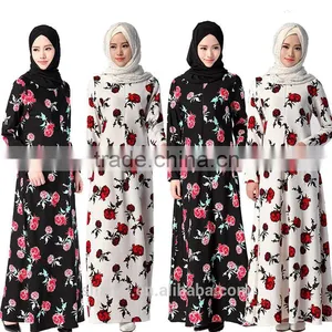 Modern Floral Muslim Abaya Dubai Islamic Abaya Dress thumbnail-1