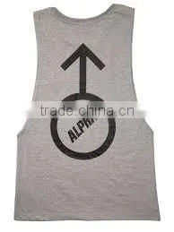 100% Cotton Y-back Mens Gym Singlet With Custom Printing thumbnail-1