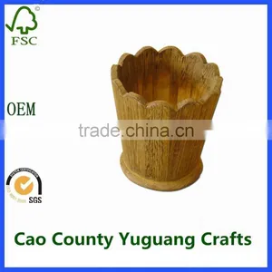 Handmade Flower Pot Wooden Flower Barrel Pot Bulk Flower Pots thumbnail-2