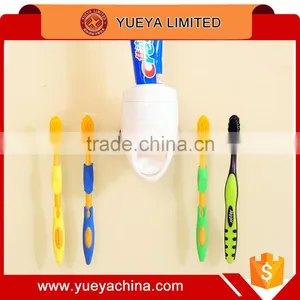 Automatic Toothpaste Dispenser and 4 Toothbrush Holder Stand Set Wall Mount Rack thumbnail-1