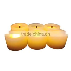 Flameless Paraffin Yellow Amber Flickering Wax Candles With Timer LED Battery Powered Candles thumbnail-2