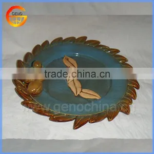 Garden Decorative Round Pottery Bird Feeder thumbnail-1